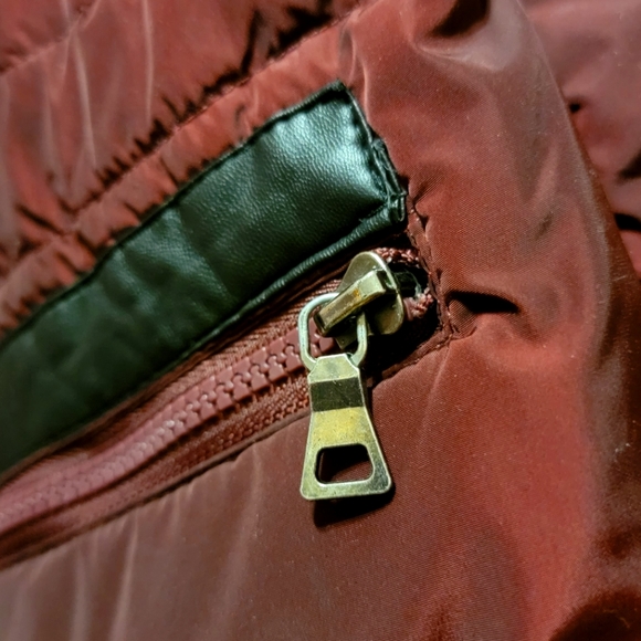 Fur Trimmed Hooded Parka - Burgundy - Picture 7 of 10